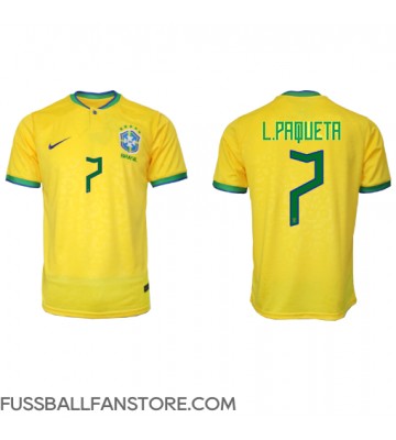 Brasilien Lucas Paqueta #7 Replik Heimtrikot WM 2022 Kurzarm